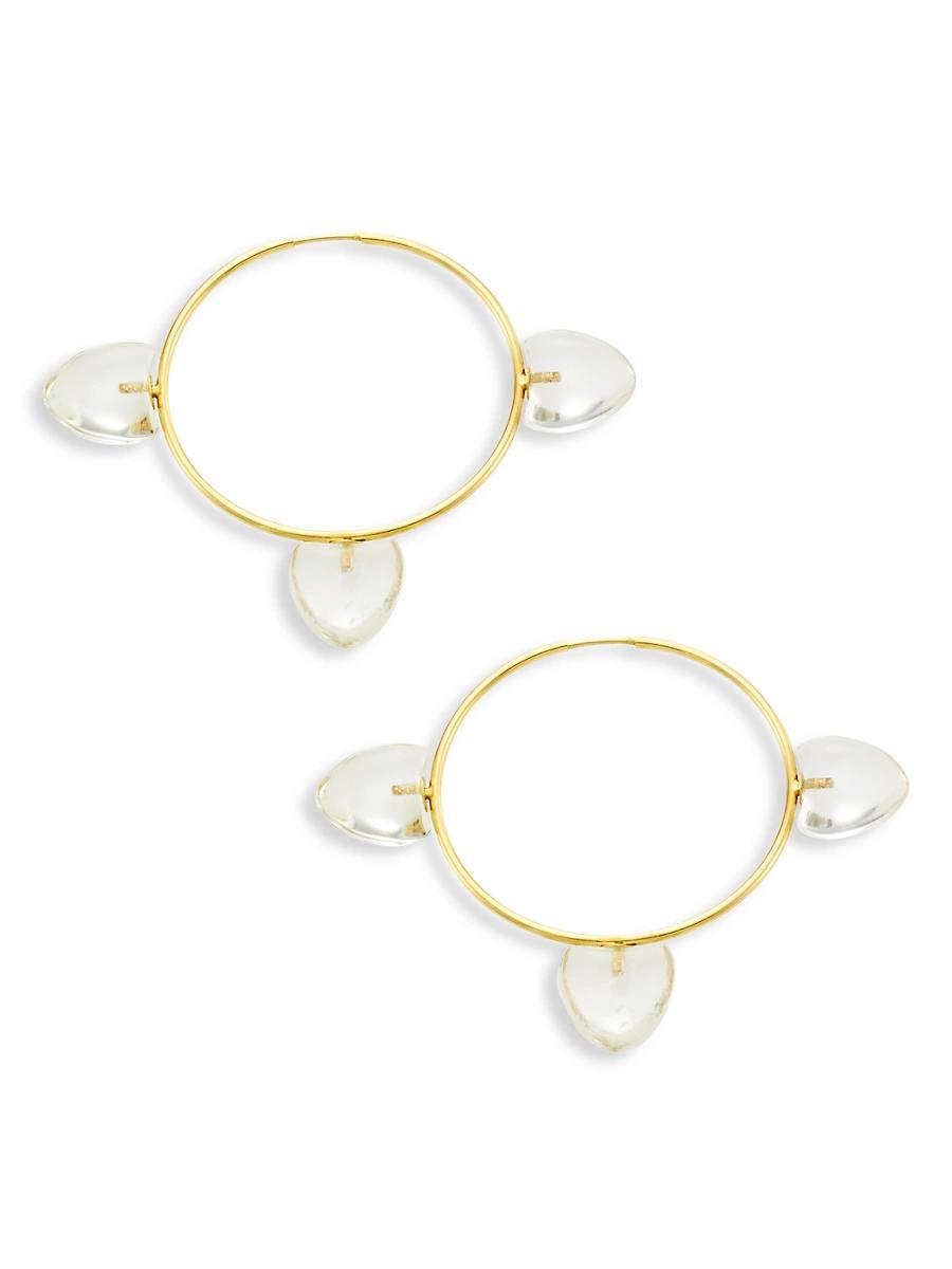 Womens Papal 14K Gold & Rock Quartz Trio Hoops Product Image