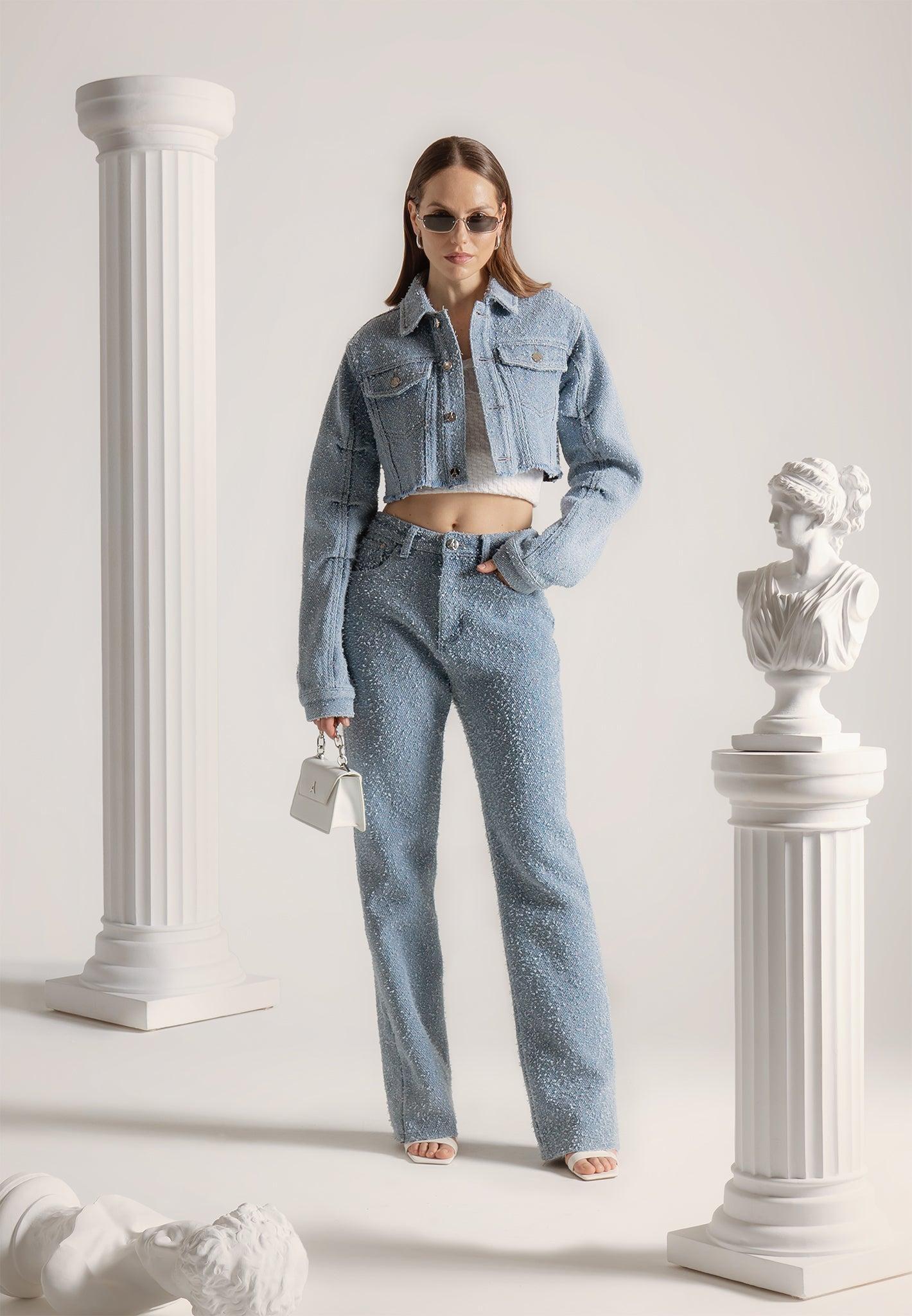 Sara - Boucle Denim Boyfriend Jeans - Light Blue Female Product Image