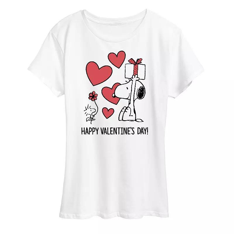 Womens Peanuts Snoopy & Woodstock Happy Valentines Day Graphic Tee Product Image