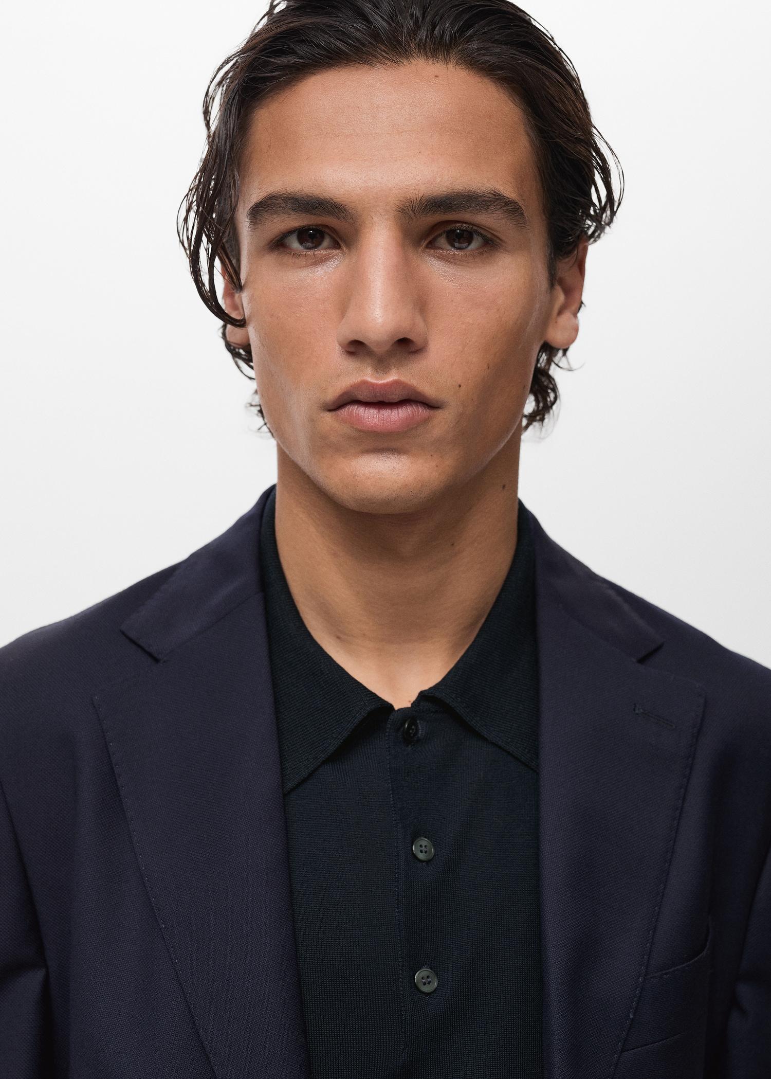 Slim-fit blazer made from 100% cool wool - Men | MANGO USA Product Image