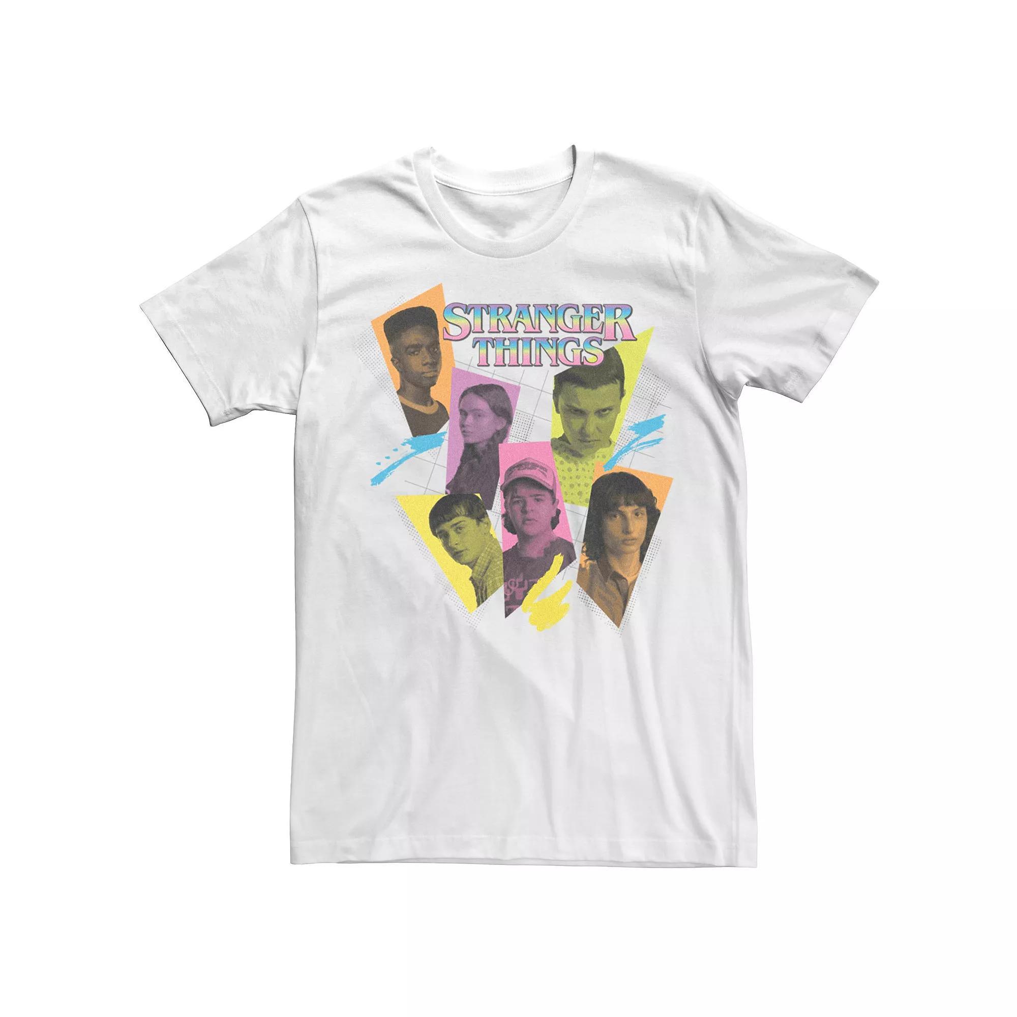 Men's Netflix Stranger Things Eleven, Lucas, Dustin, Max, Will, Mike Tee, Size: Small, White Product Image