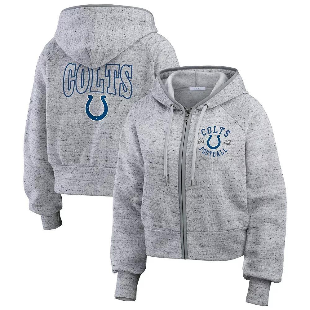 Women's WEAR by Erin Andrews  Heather Gray Indianapolis Colts Speckled Fleece Cropped Full-Zip Hoodie, Size: XL, Grey Product Image