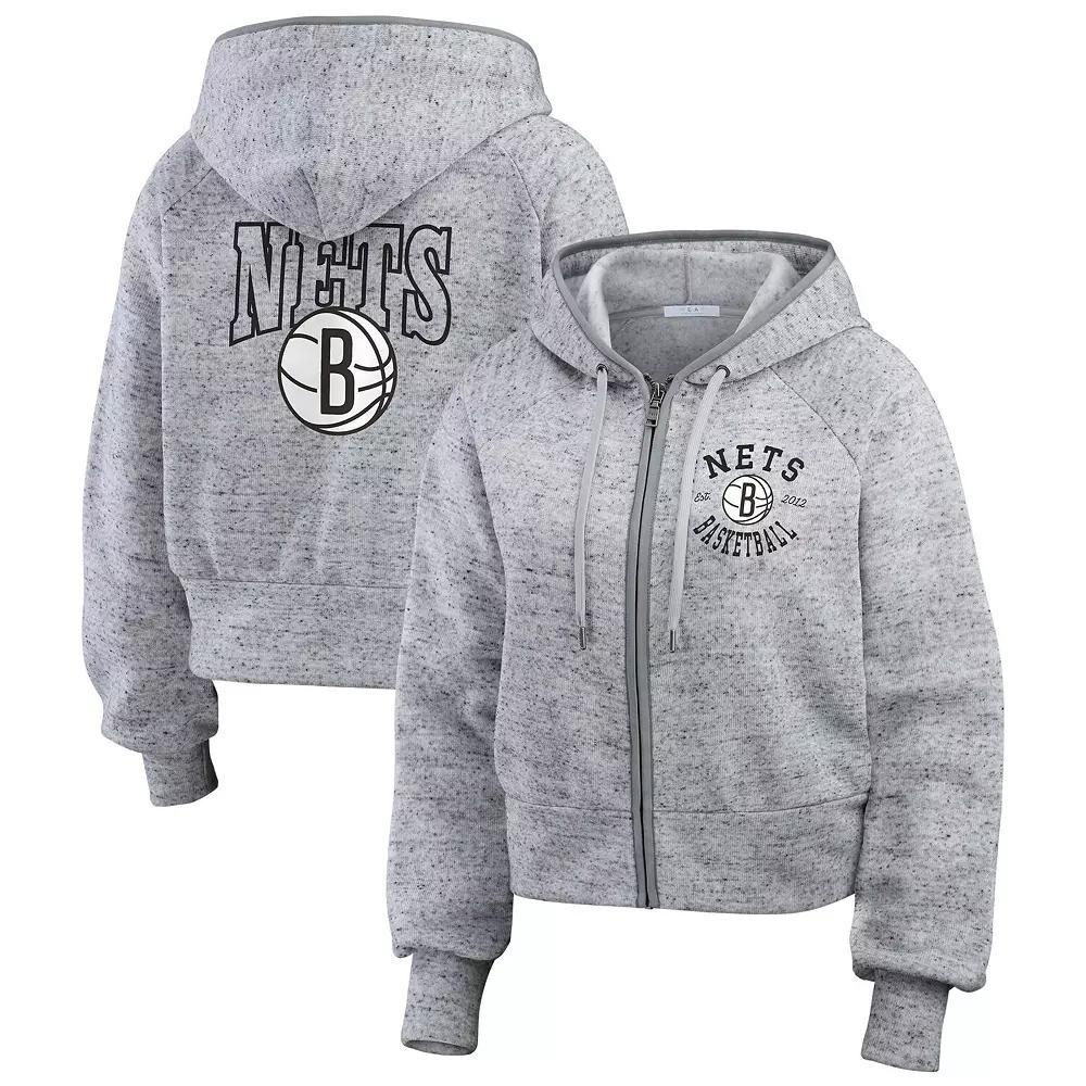 Womens WEAR by Erin Andrews Heather Gray Brooklyn Nets Speckled Radiator Full-Zip Hoodie Product Image