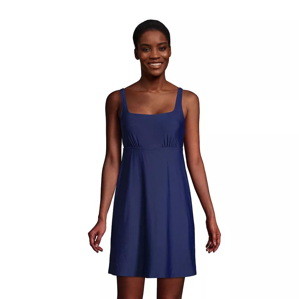 Women's Lands' End Tummy Control UPF 50 Squareneck One-Piece Swim Dress, Size: 6, Deep  Blue Product Image