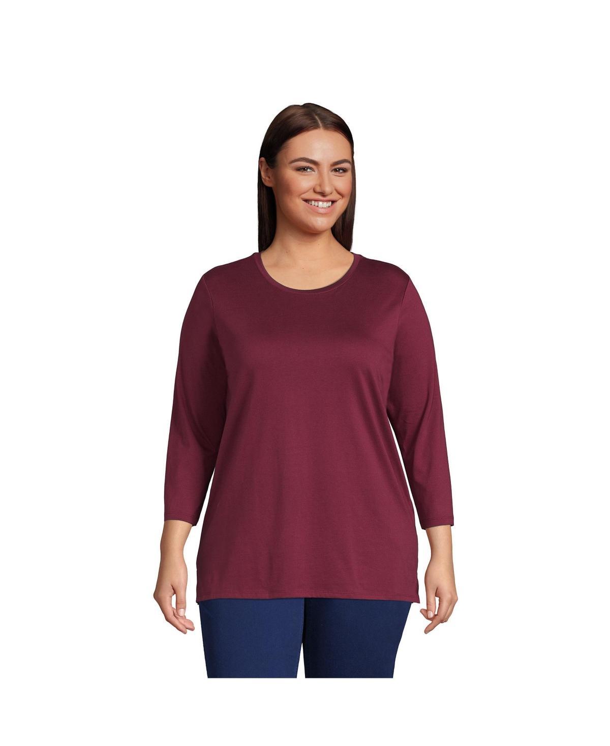 Plus Size Lands' End Supima Cotton Relaxed Fit Crewneck Tunic, Women's, Size: 3XL, Radiant Blue Product Image