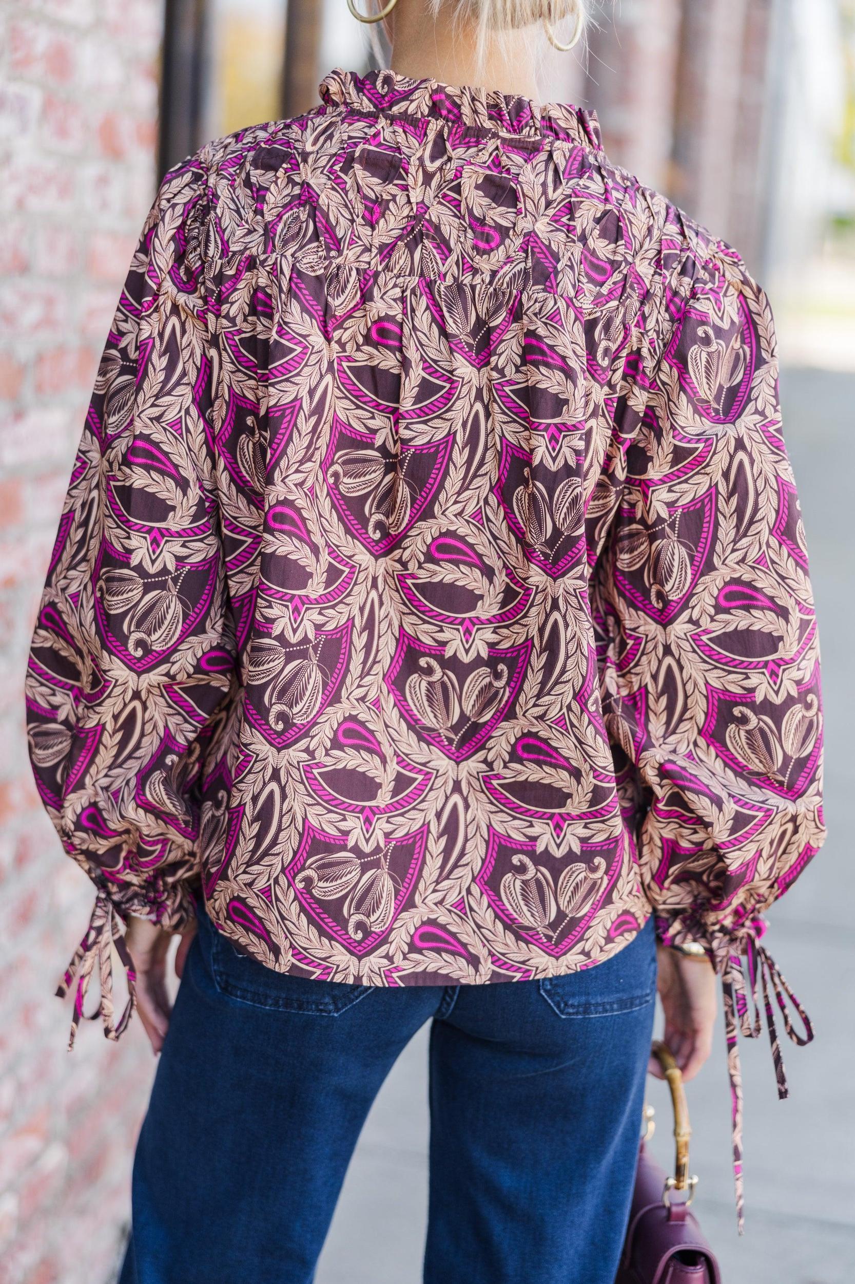 Get Familiar Brown Floral Blouse Female Product Image