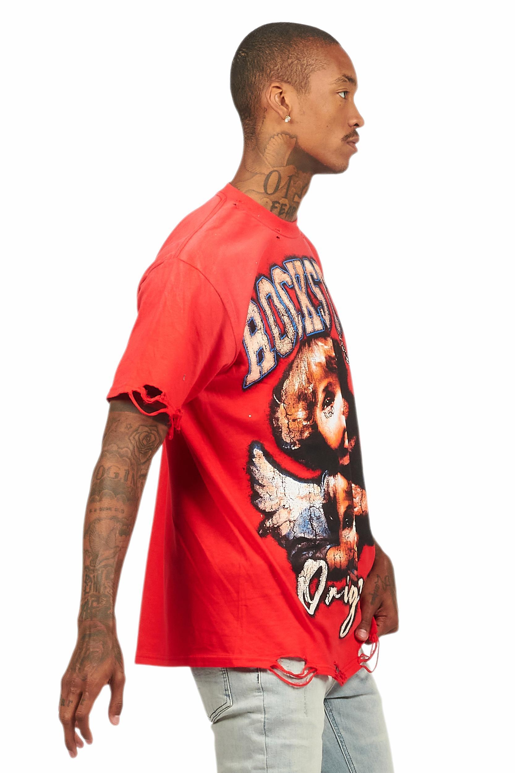Deiter Red Oversized Graphic T-Shirt Male Product Image