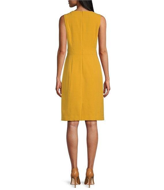 Kasper Stretch Crepe Crew Neckline Sleeveless Sheath Dress Product Image