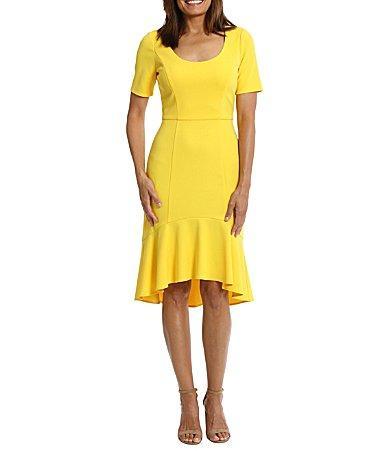 Womens London Times Hi-Low Trumpet Skirt Midi Dress Product Image