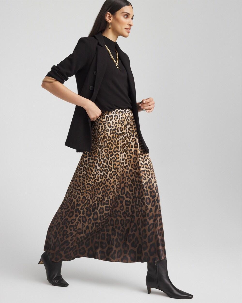 Leopard Stretch Satin Skirt Product Image