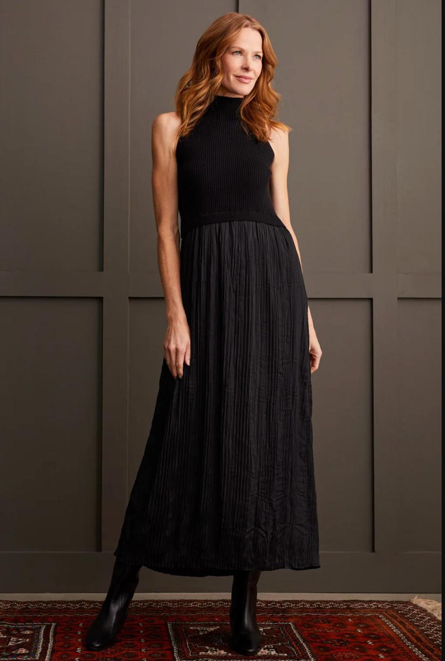 Sleeveless Twofer Maxi Dress - Black Product Image