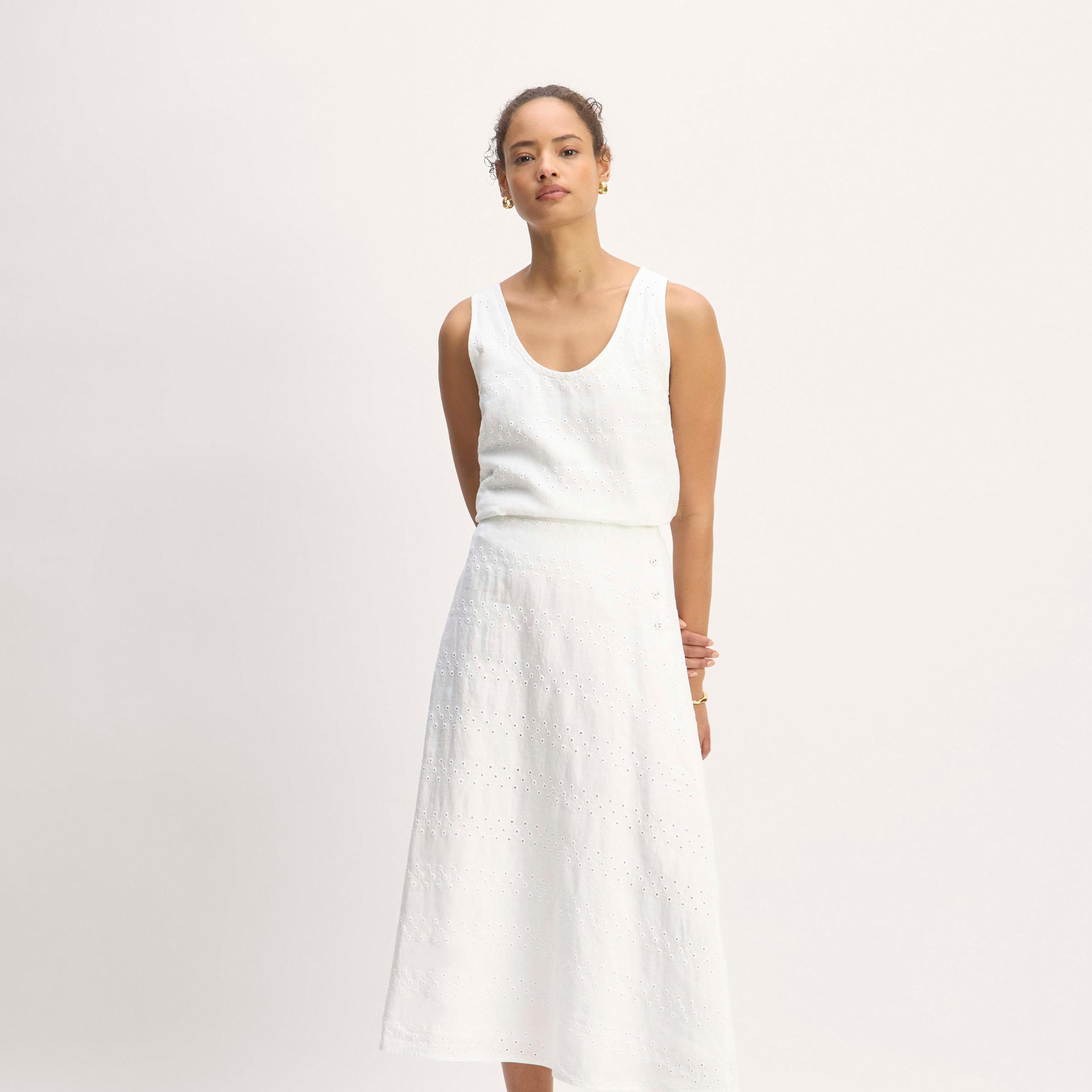 The Linen Eyelet Midi Skirt Product Image