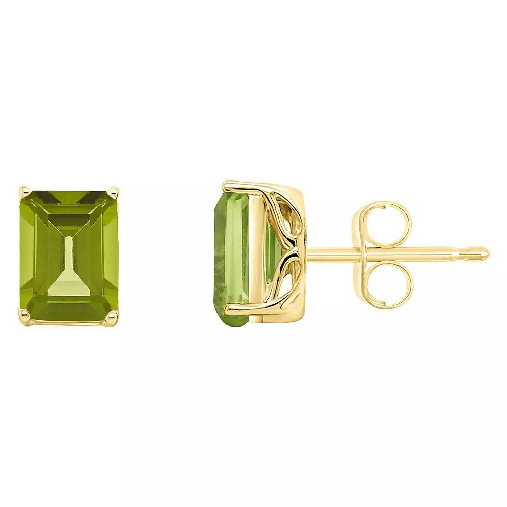 Alyson Layne 14k Gold Emerald Cut Peridot Stud Earrings, Women's, 14k White Gold Product Image