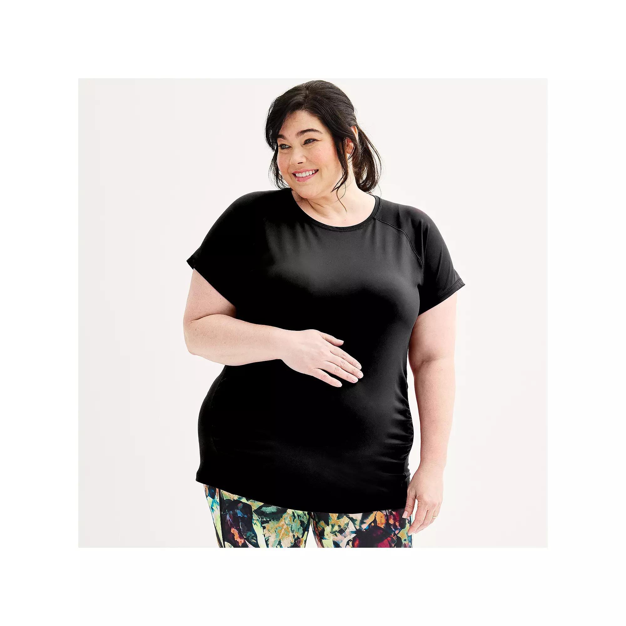 Plus Maternity Tek Gear® Dry Tek Tee, Women's, Size: 1XL, Mineral Black Product Image