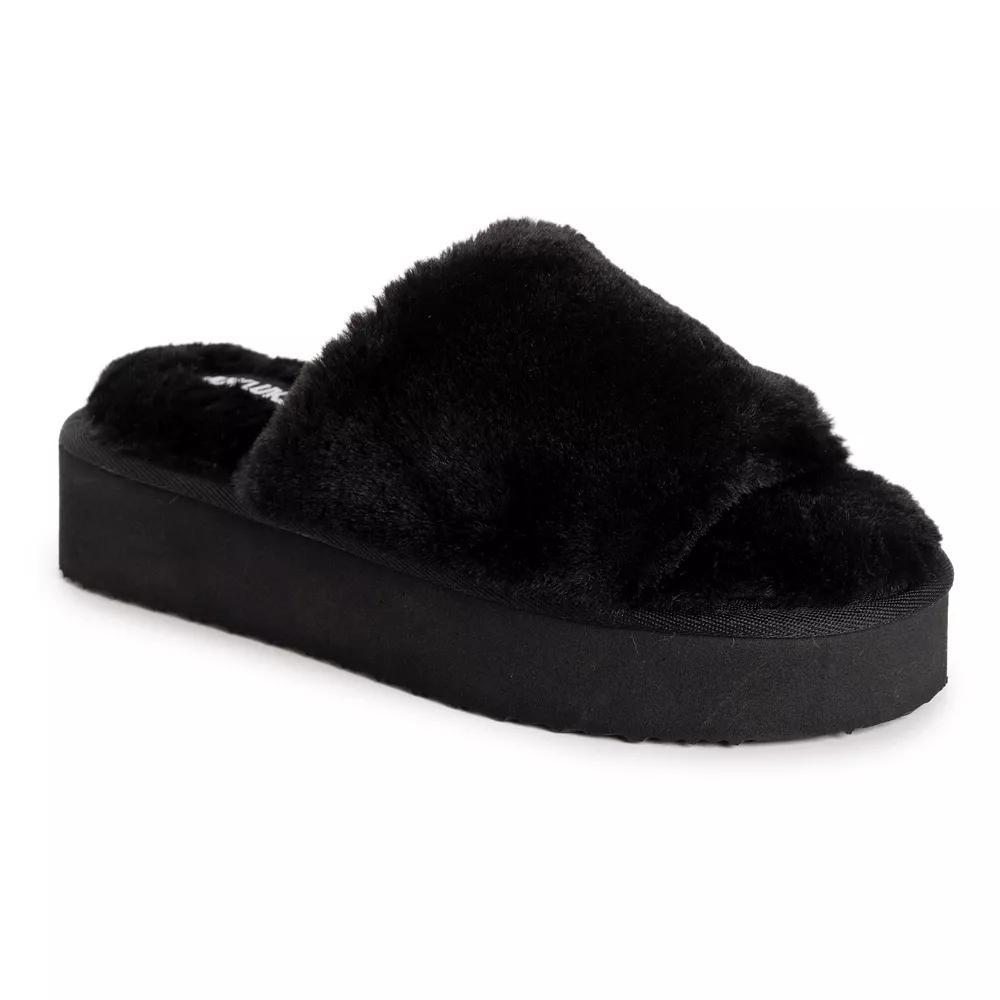 Women's MUK LUKS Platform Slide Slippers, Size: XS, Black Product Image