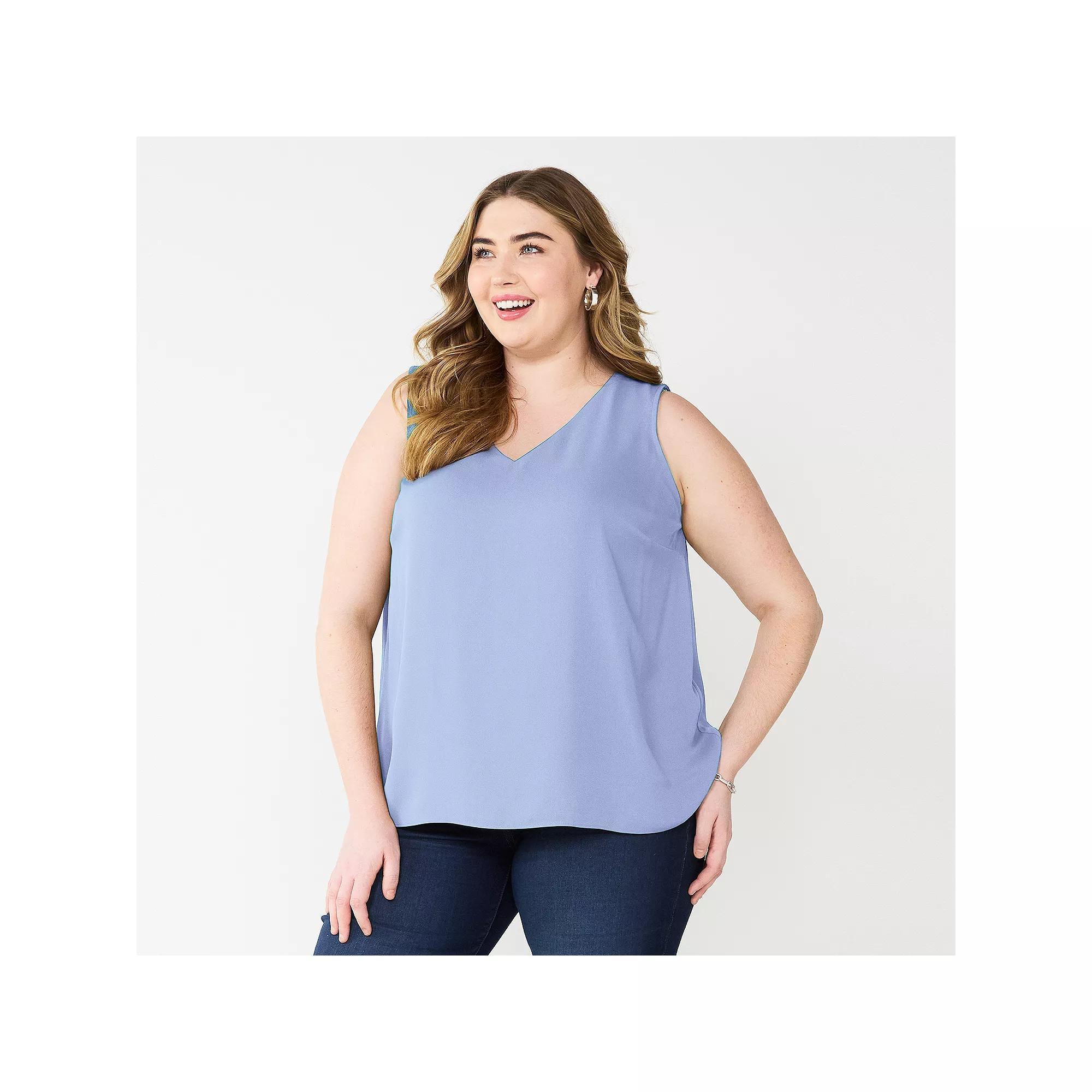 Plus Size Nine West Essential V-Neck Tank Top, Women's, Size: 0X, Stella Peri Product Image