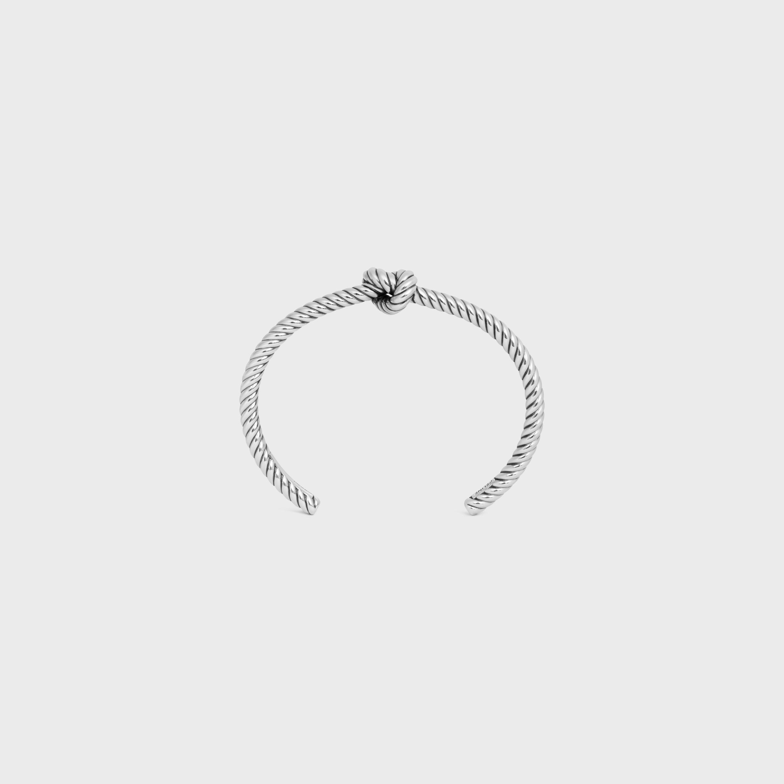 Knot Cord Patterned Cuff in Brass with Rhodium Finish Product Image
