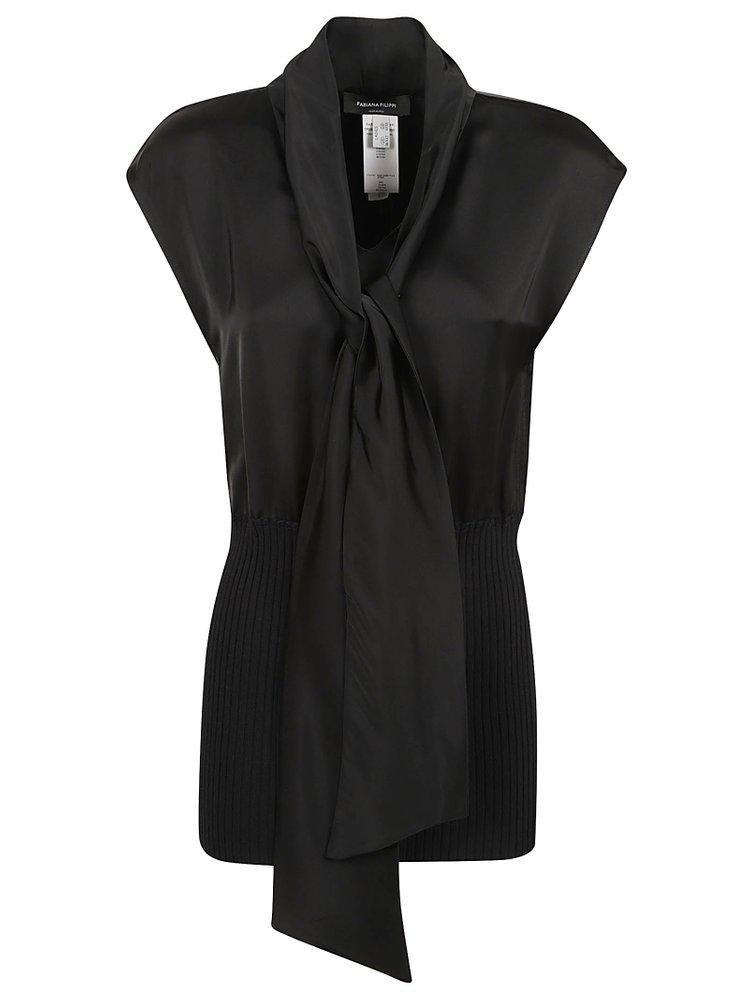 FABIANA FILIPPI Scarfed Detail Top In Black Product Image
