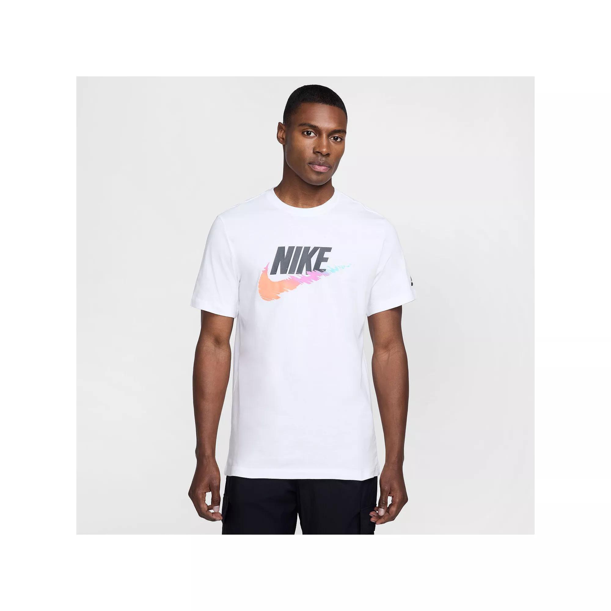 Men's Nike Distorted Swoosh Sportswear Tee, Size: XL, White Product Image