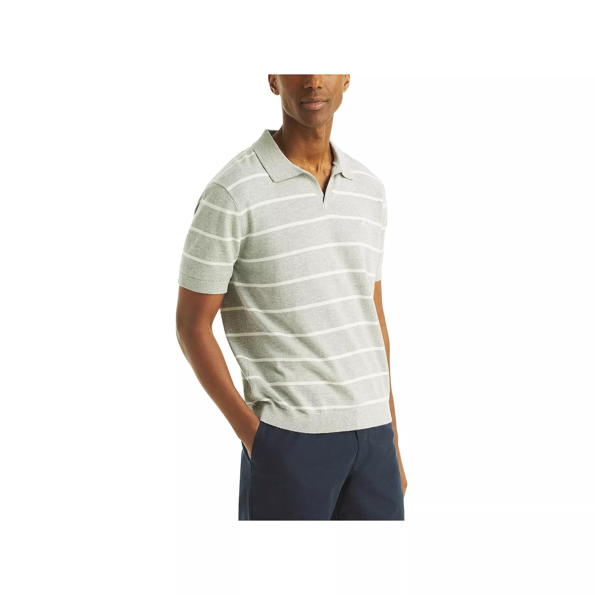 Men's Nautica Striped Sweater Polo, Size: XL, Grey Grey Product Image