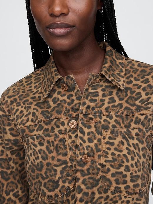Leopard Denim Mini Dress Product Image