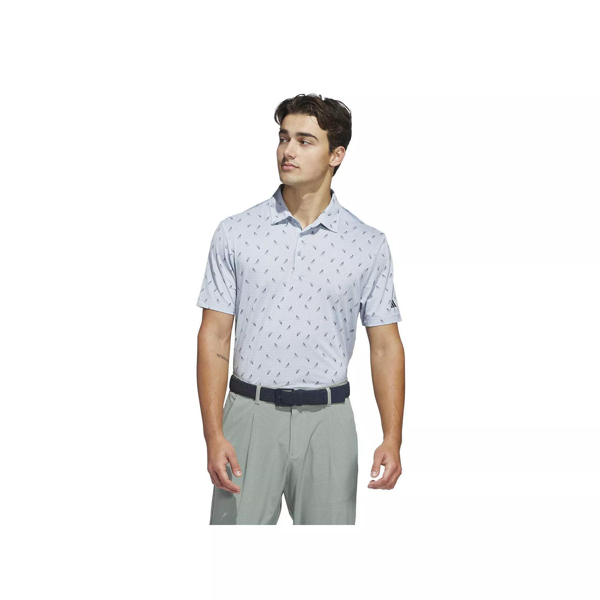 Men's adidas Ultimate365 Mesh Triangle Print Golf Polo Shirt, Size: Small, Blue Product Image