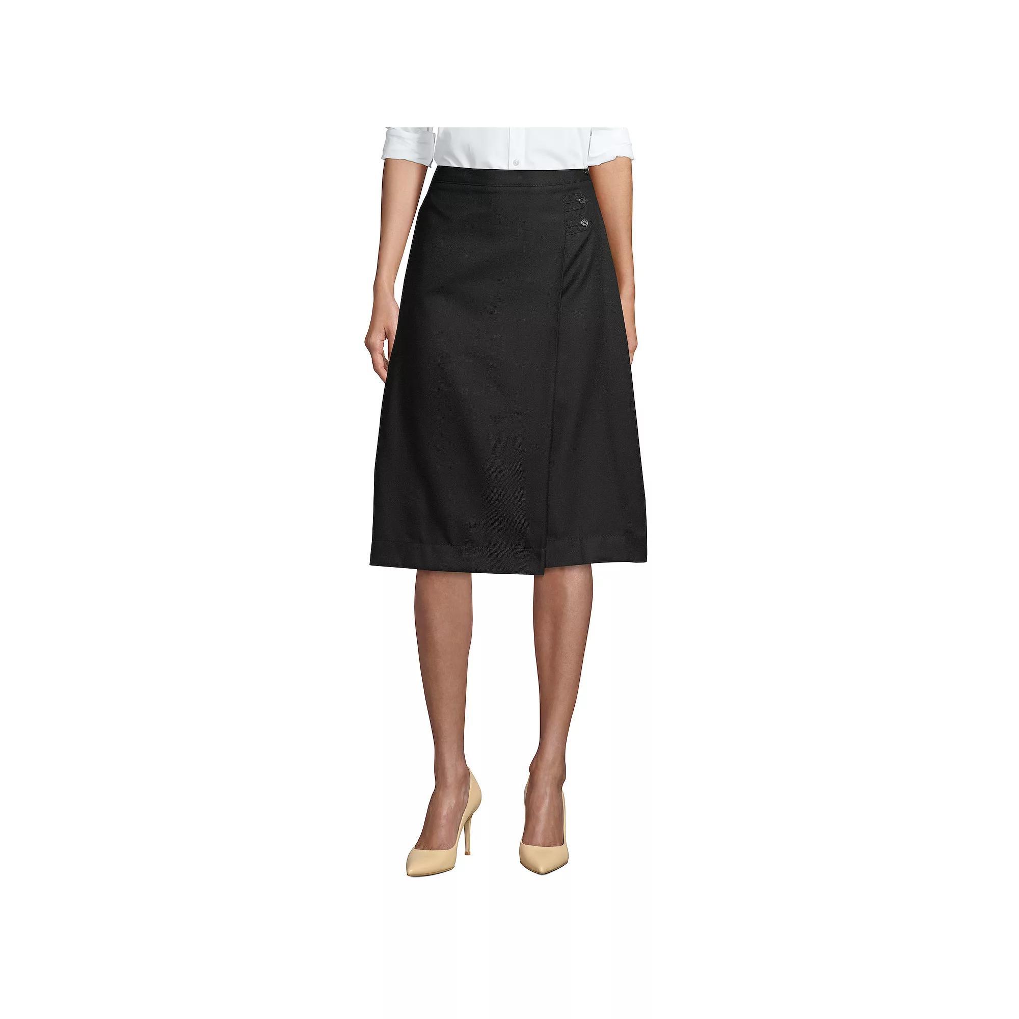 Women's Lands' End Solid Below the Knee A-line Skirt, Size: 12, Gray Product Image