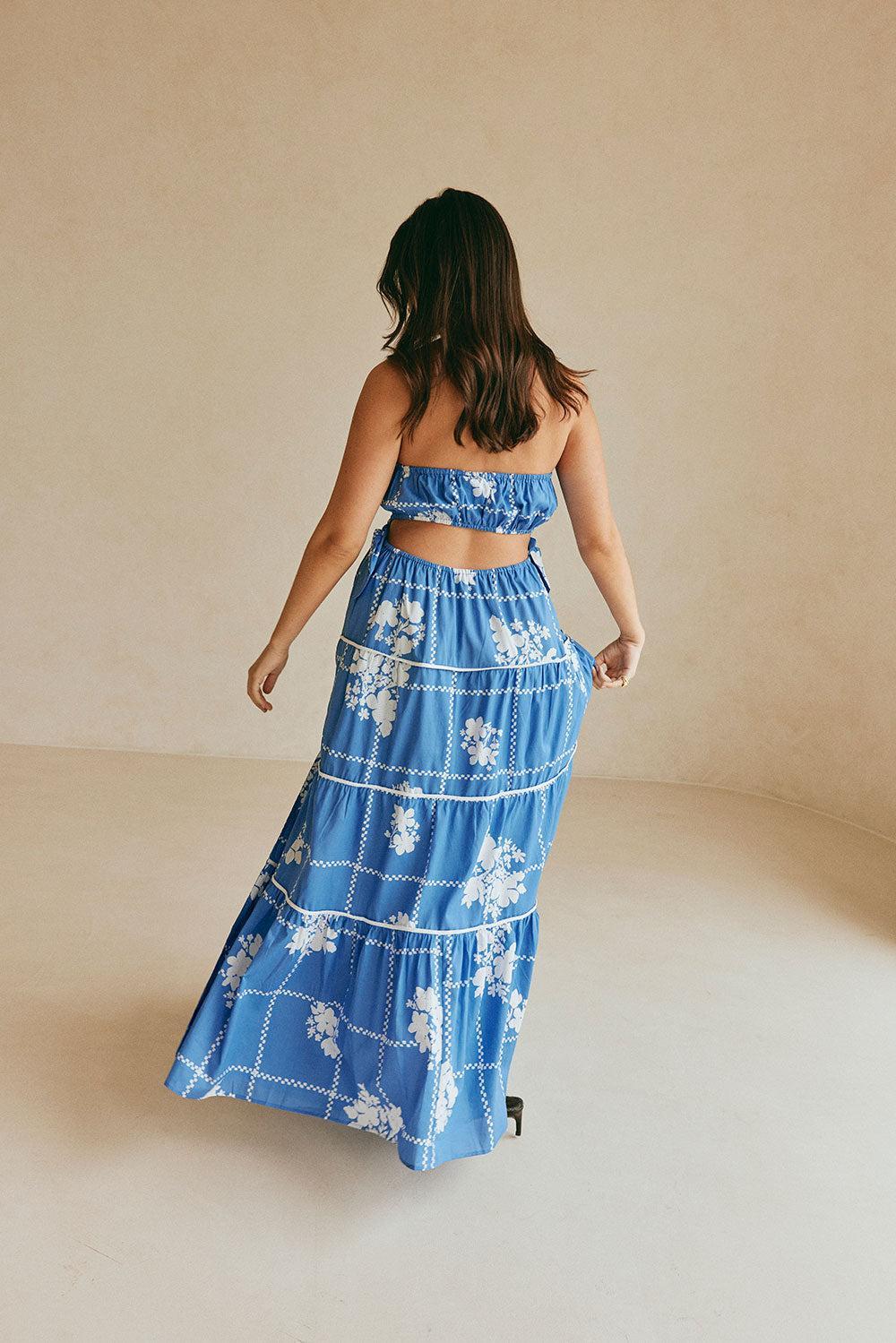 Lili Maxi Dress - Check Flowers Product Image