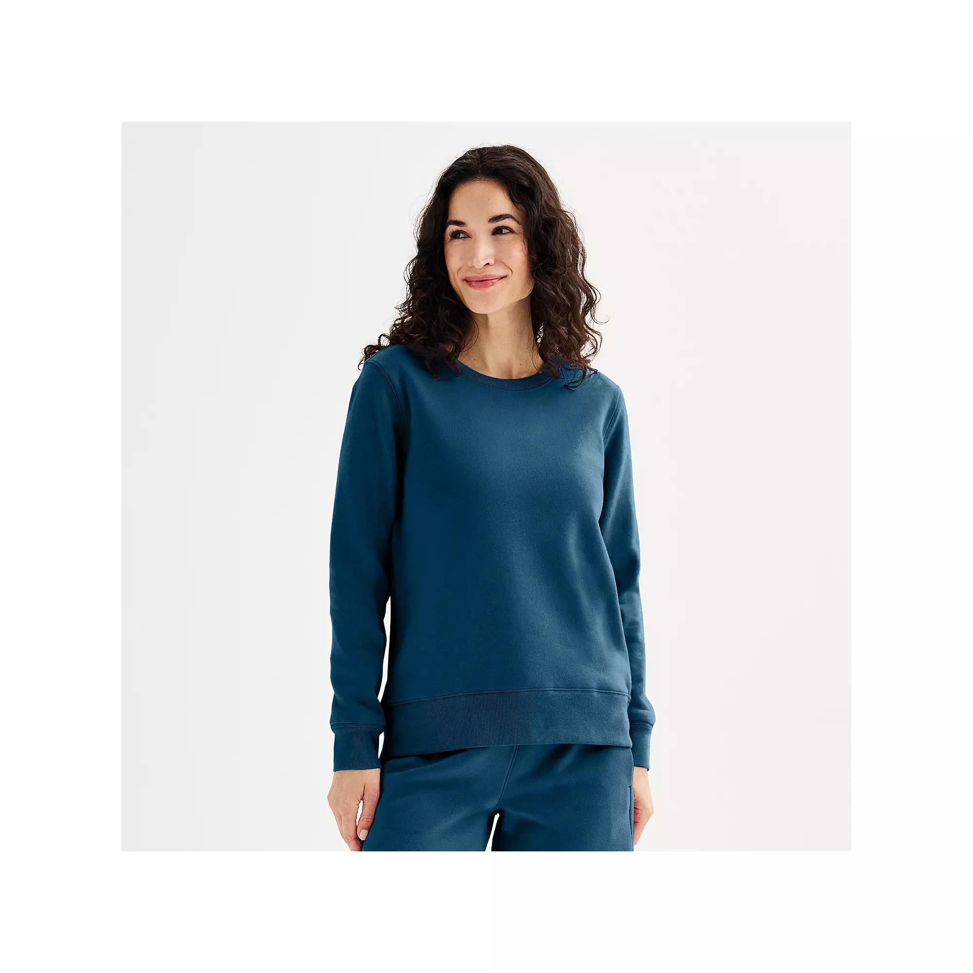 Women's Tek Gear® Ultrasoft Fleece Crewneck Sweatshirt, Size: Medium Tall, Blue Crayon Product Image