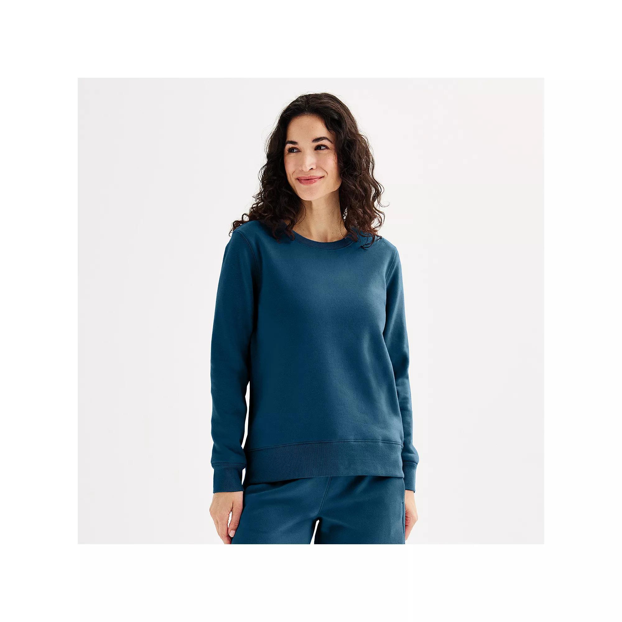 Women's Tek Gear® Ultrasoft Fleece Crewneck Sweatshirt, Size: Medium Tall, Blue Crayon Product Image