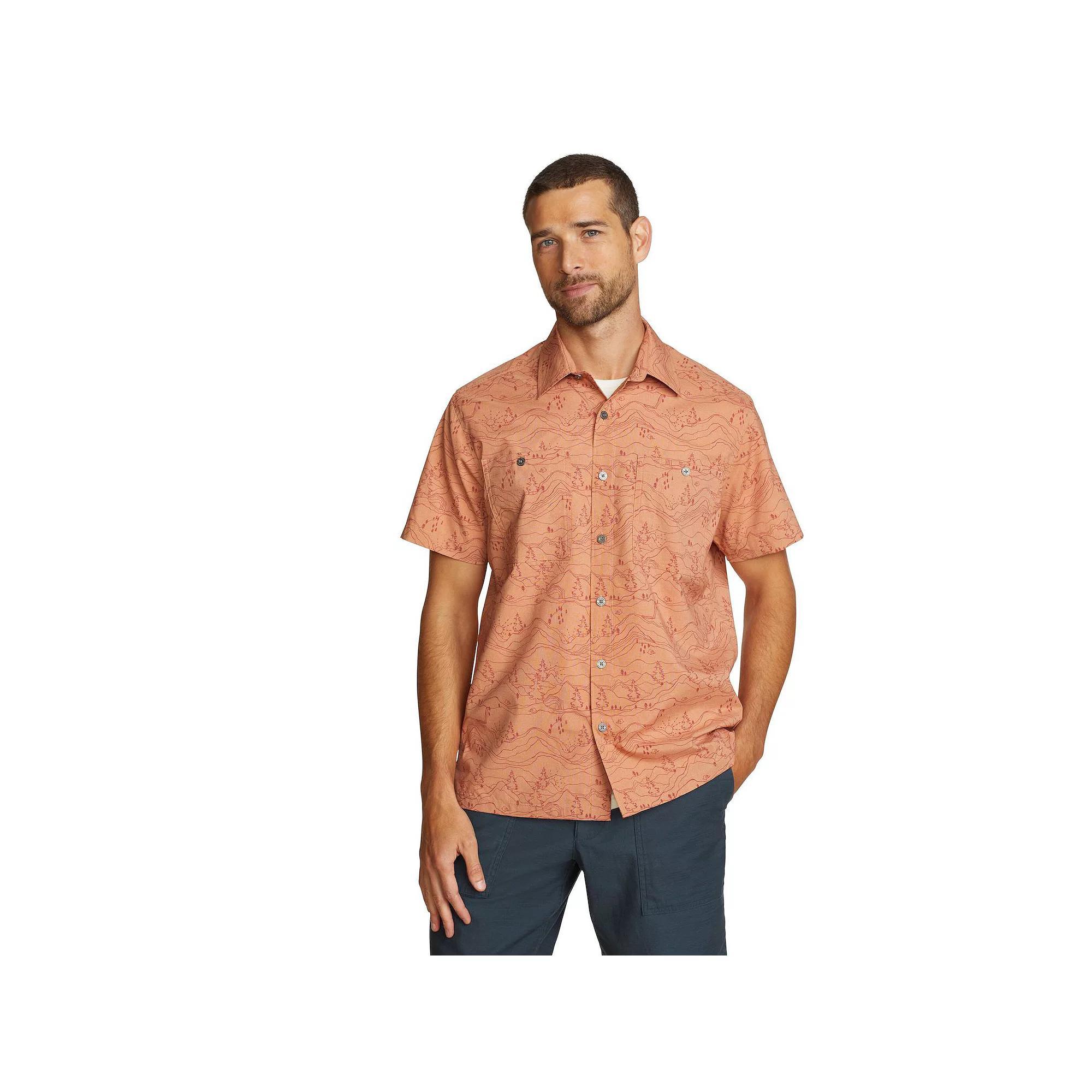 Men's Eddie Bauer Short Sleeve Rainier 3.0 Print Shirt, Size: XL, Pink Product Image