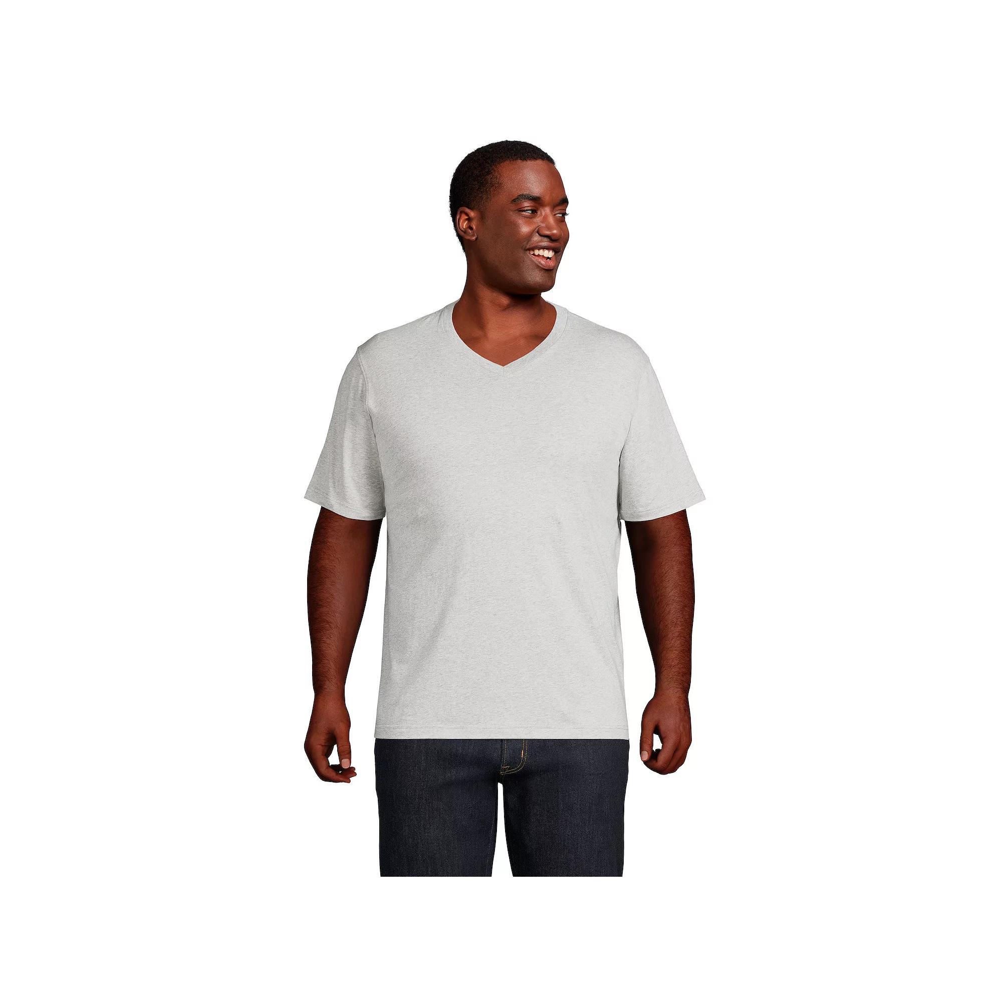 Big & Tall Lands End Super-T V-neck Tee, Mens Gray Grey Product Image