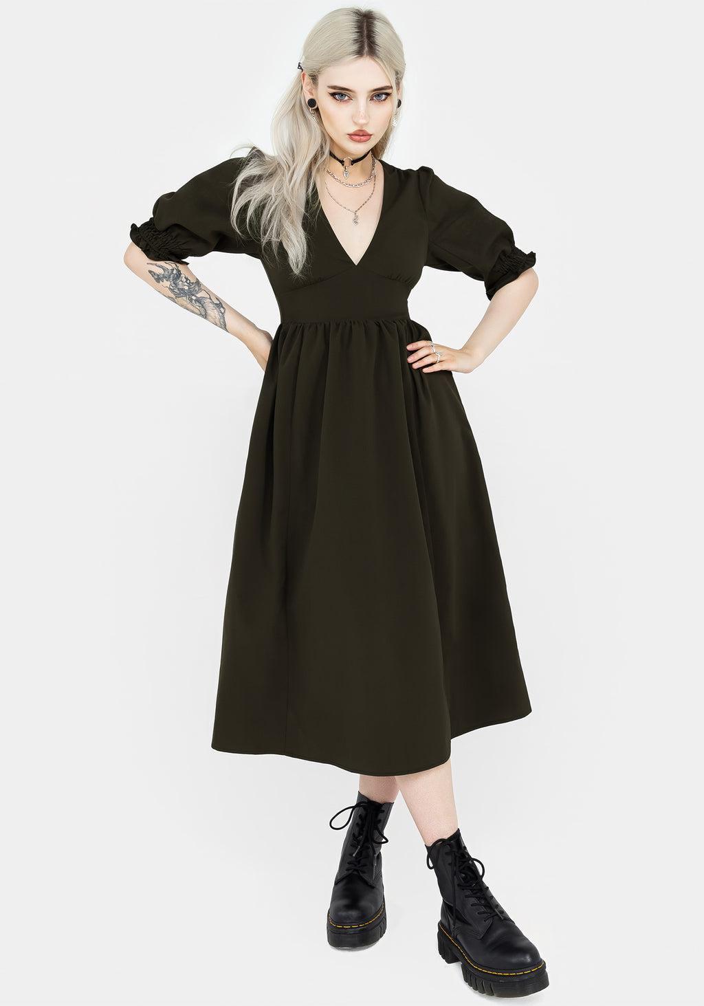 Divination Textured Midi Dress - Green Product Image