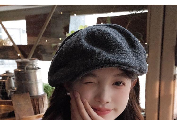 Plain Knit Newsboy Cap Product Image