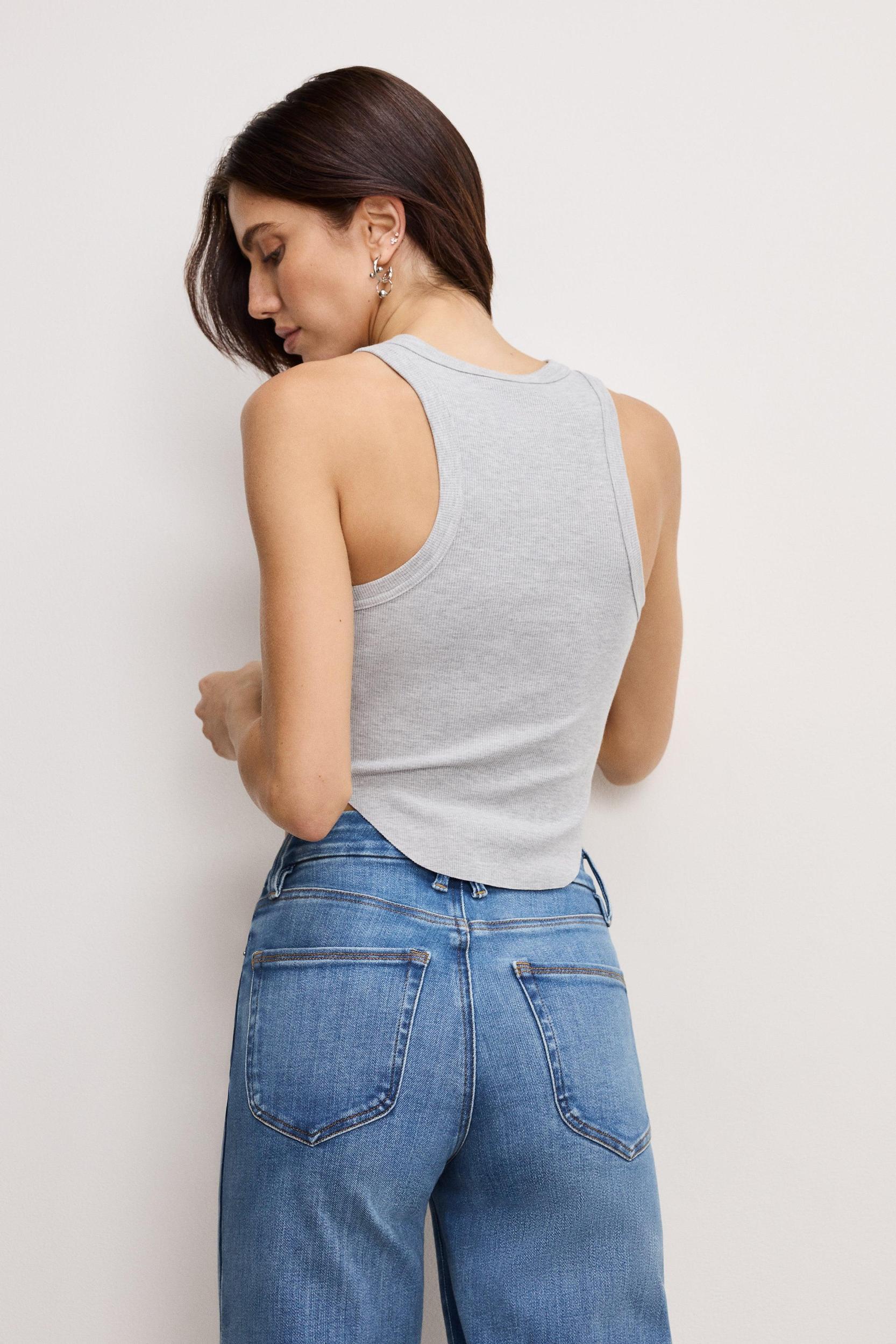 LIGHTWEIGHT RIB RACER TANK | HEATHER GREY001 Product Image