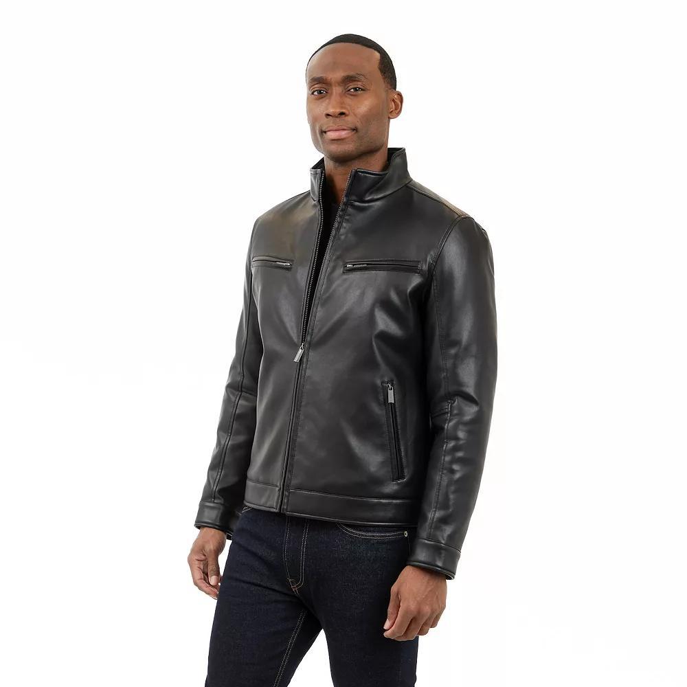 Men's London Fog Moto Faux Leather Jacket, Size: Medium, Black Product Image