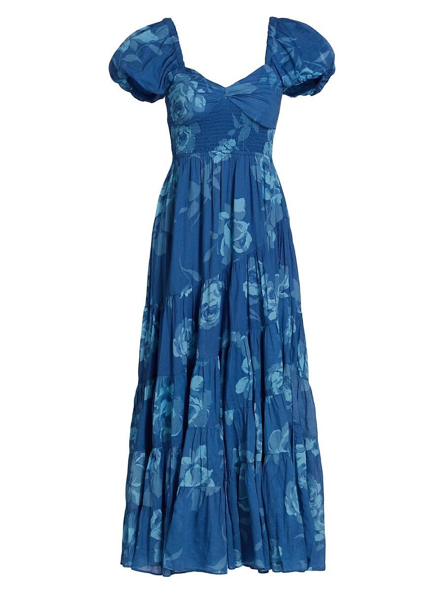 Womens Sundrenched Floral Cotton Tiered Maxi Dress Product Image