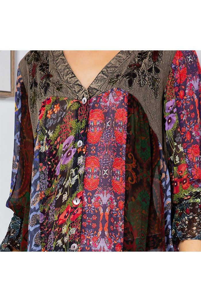 Overdyed Rayon V-Neck Top Product Image