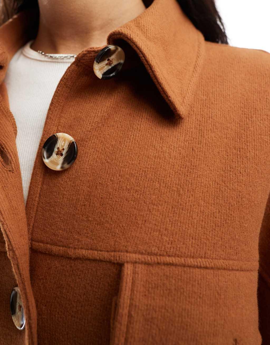 ASOS DESIGN supersoft shacket in mocha Product Image