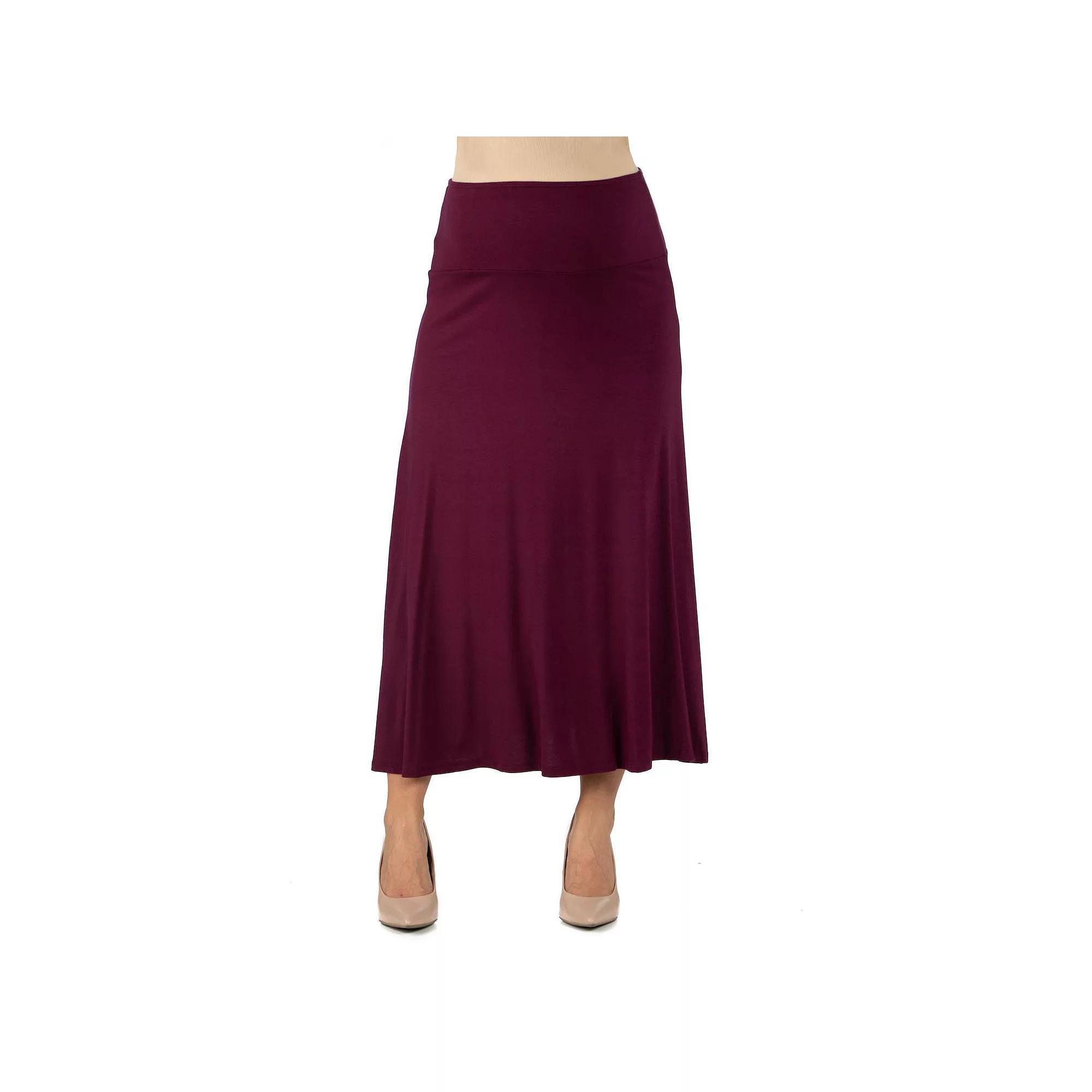 Maternity 24Seven Comfort Apparel Elastic Waist Maxi Skirt, Women's, Size: Large-Mat, Red Product Image
