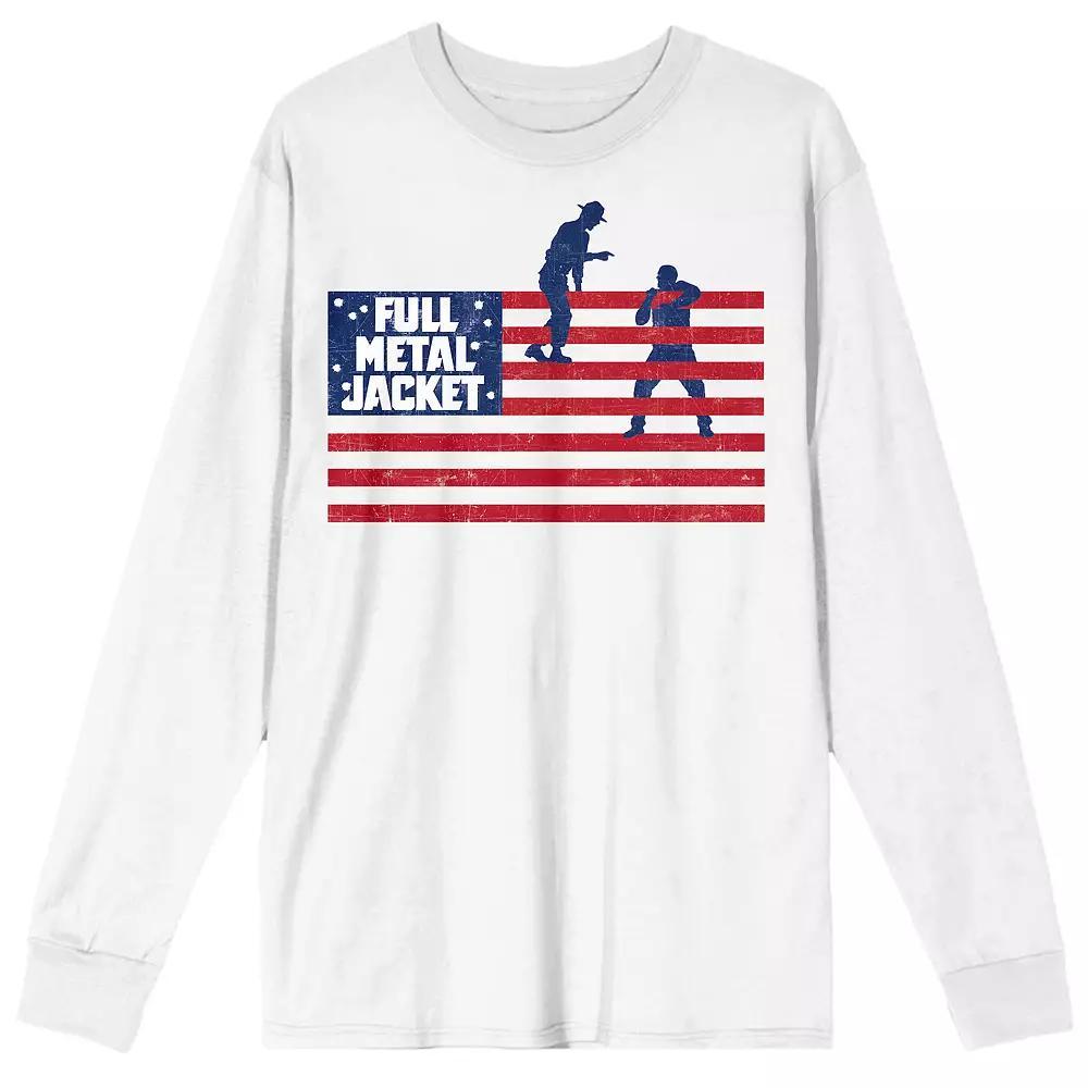 Men's Full Metal Jacket Boot Camp American Flag Long Sleeve Graphic Tee, Size: Small, White Product Image