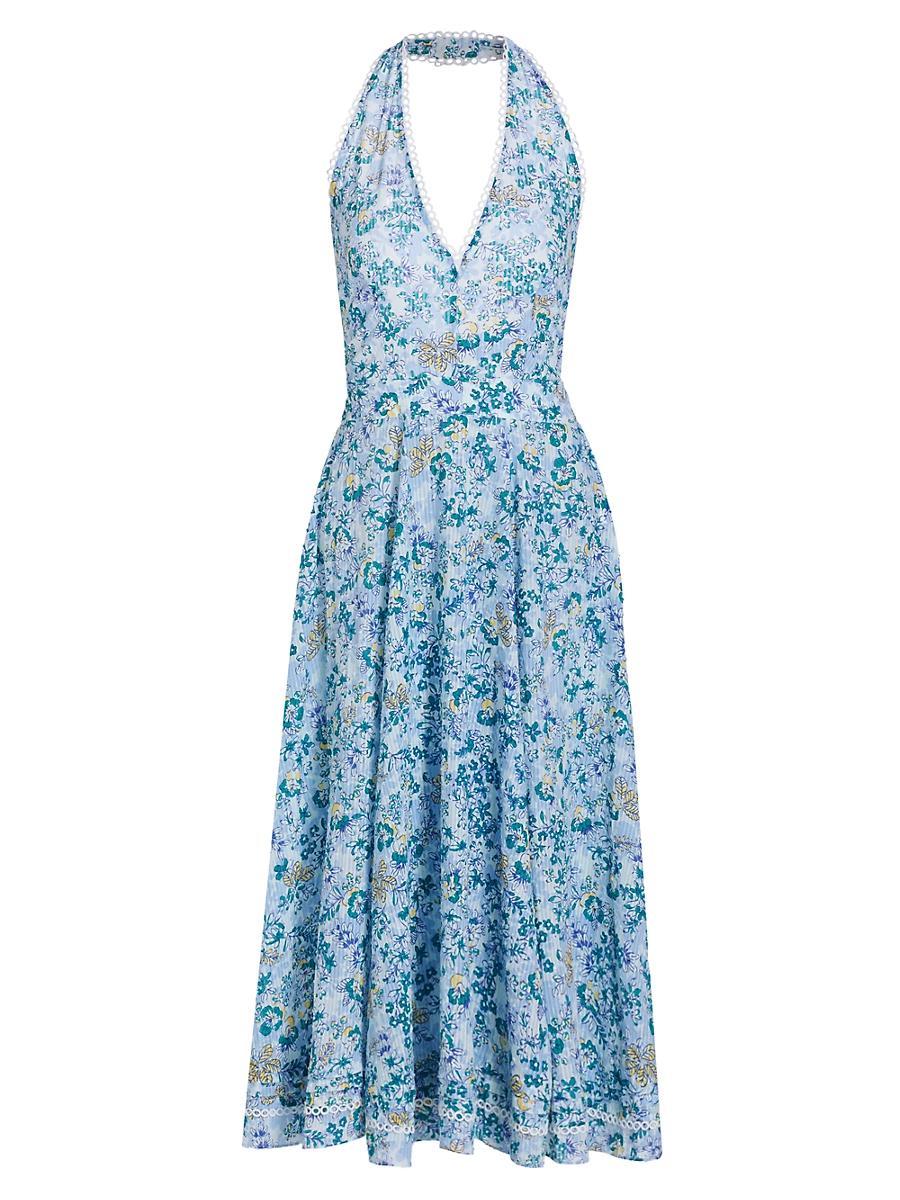 Womens Beth Floral Swiss-Dot Halter Midi-Dress Product Image