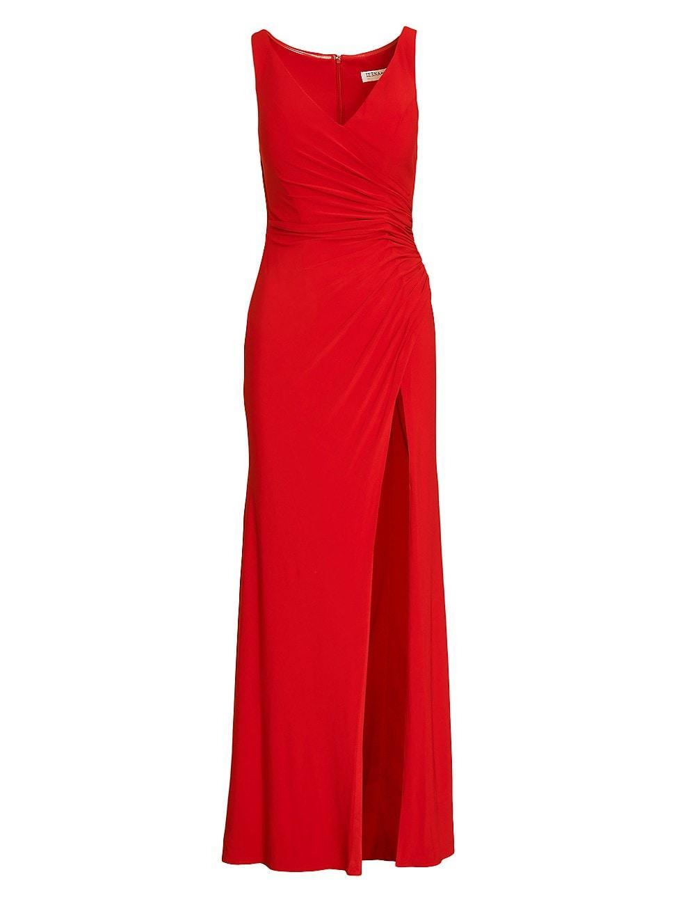 Mac Duggal Sequin Embellished Flounce Hem Surplice V-Neck Long Sleeve Midi Dress Product Image