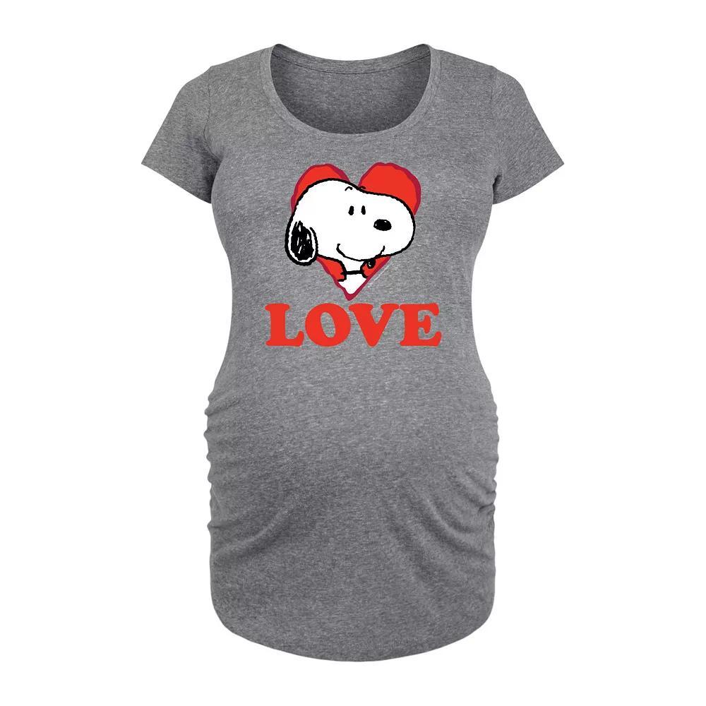 Maternity Peanuts Snoopy Love Graphic Tee, Womens Grey Gray Product Image