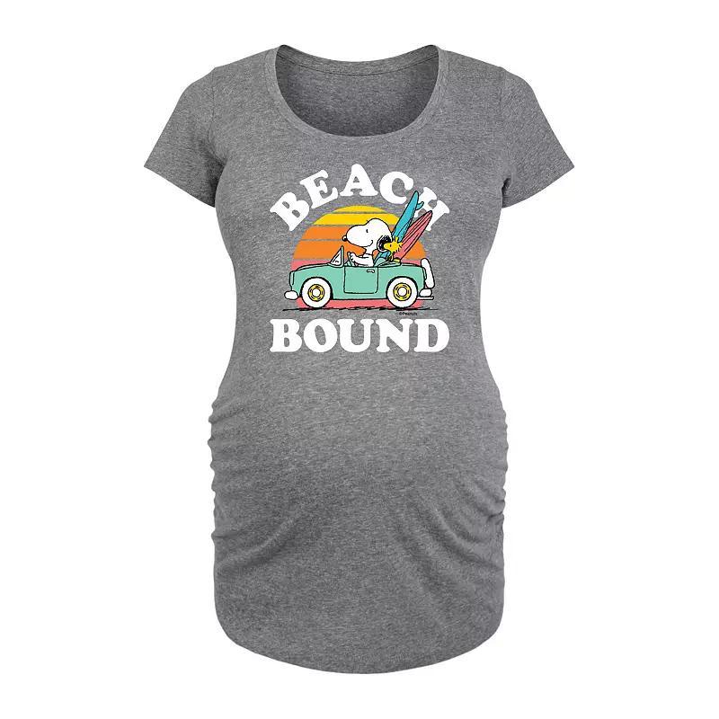 Maternity Peanuts Snoopy & Woodstock Beach Bound Graphic Tee, Women's, Size: XL-Mat, Grey Gray Product Image