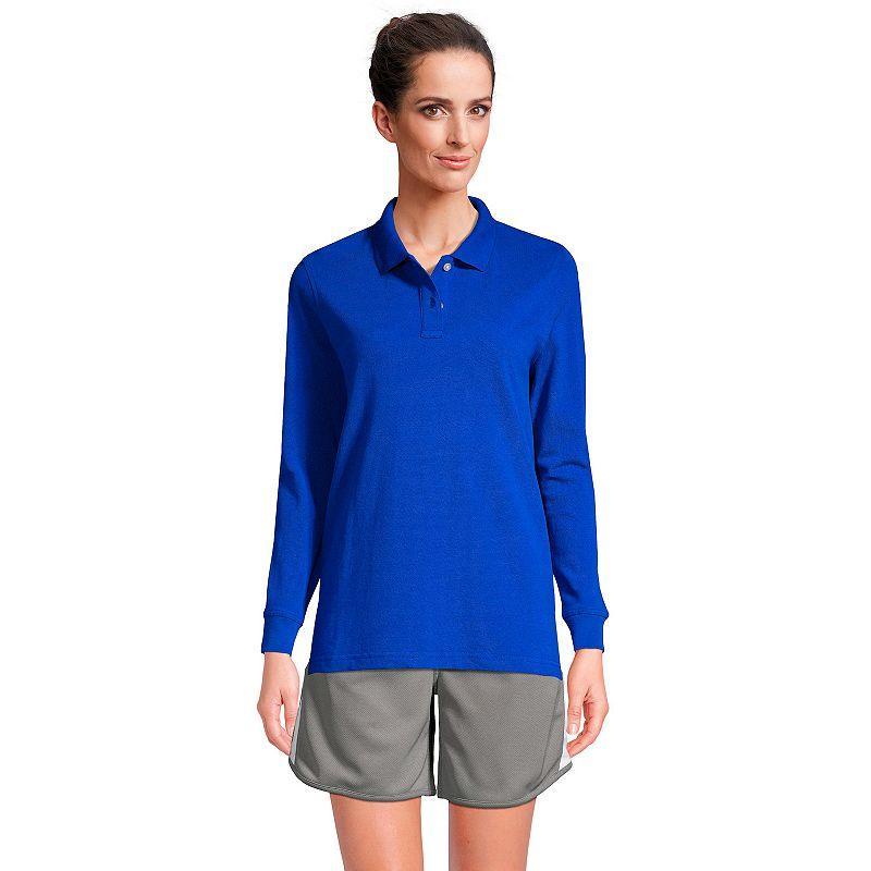 Womens Tall Lands End School Uniform Long Sleeve Mesh Polo Shirt Product Image