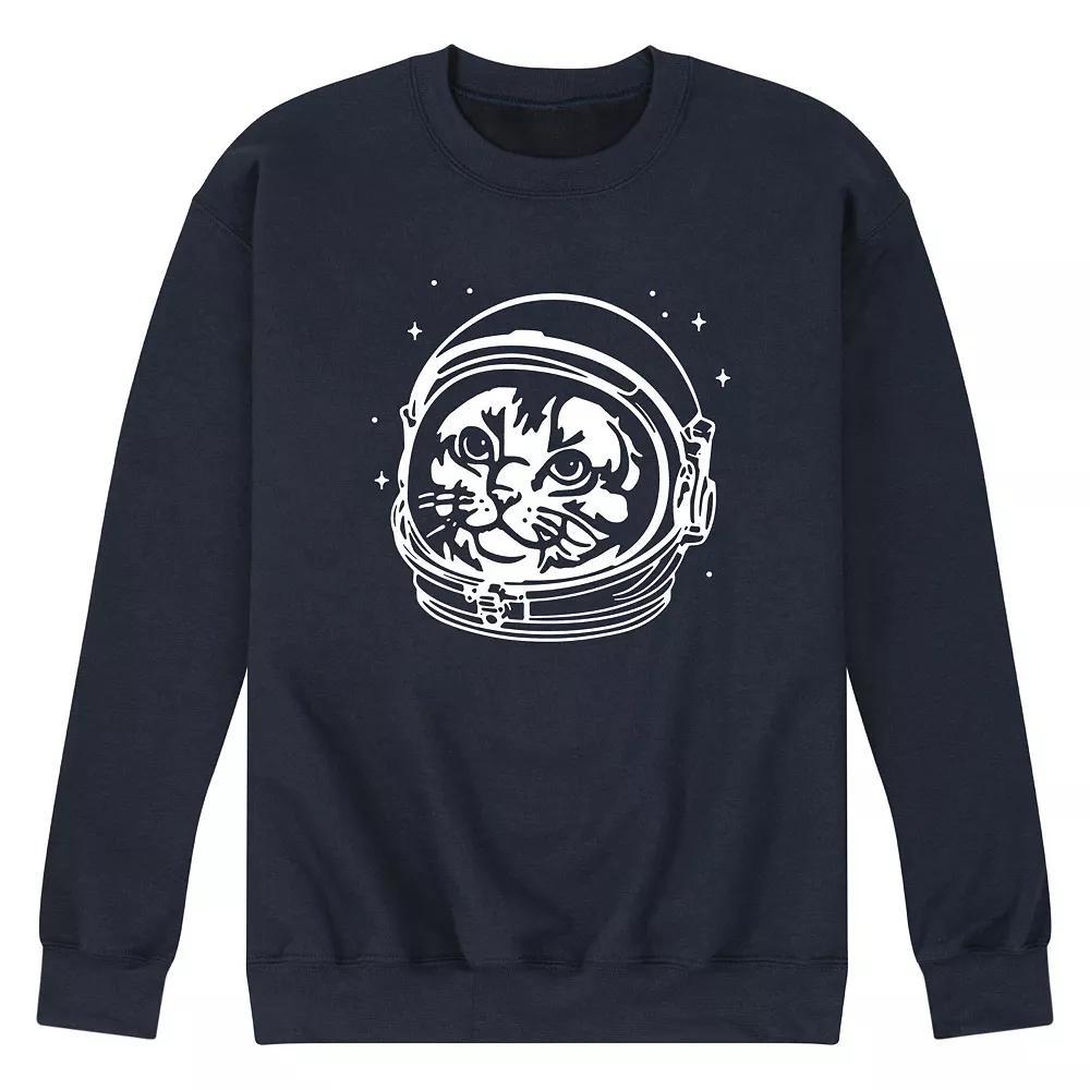 Mens Cat Astronaut Sweatshirt Blue Product Image