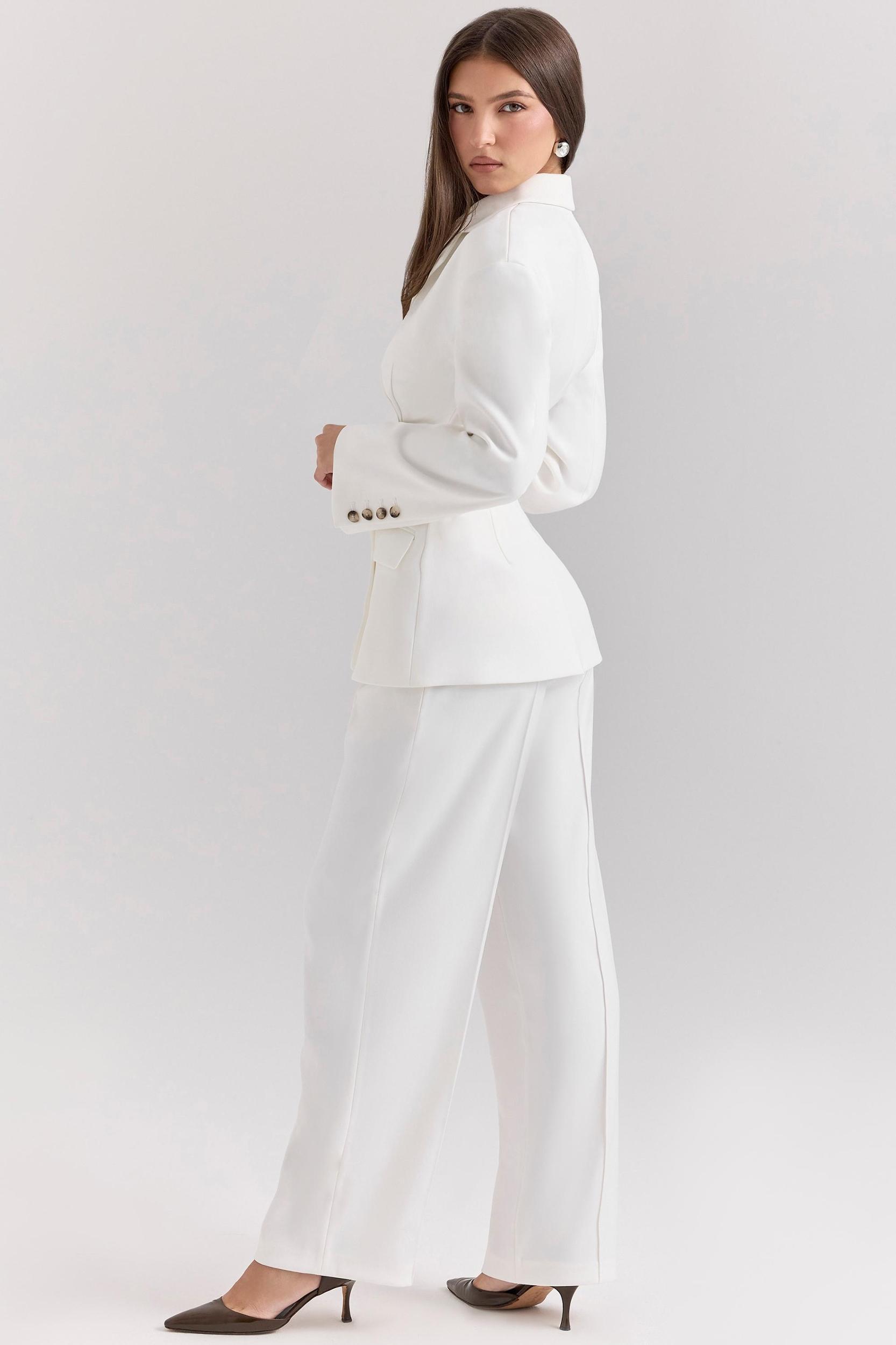 Hayden  white wide leg high waist tailored trousers Product Image