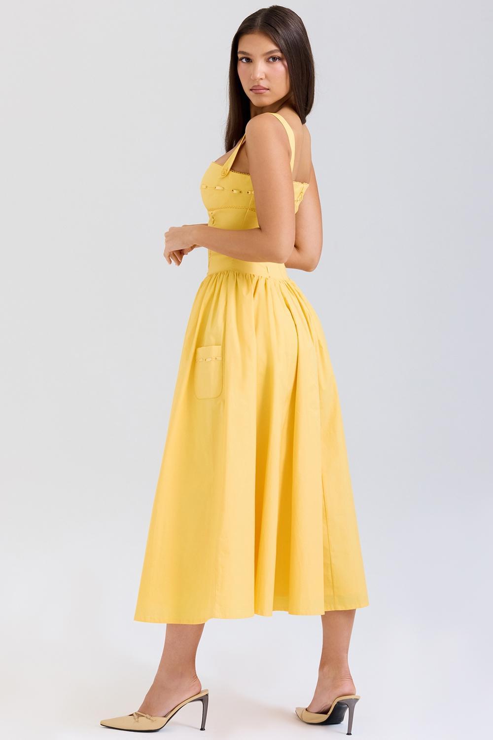 Vivien Apricot Cotton Midi Sundress Product Image