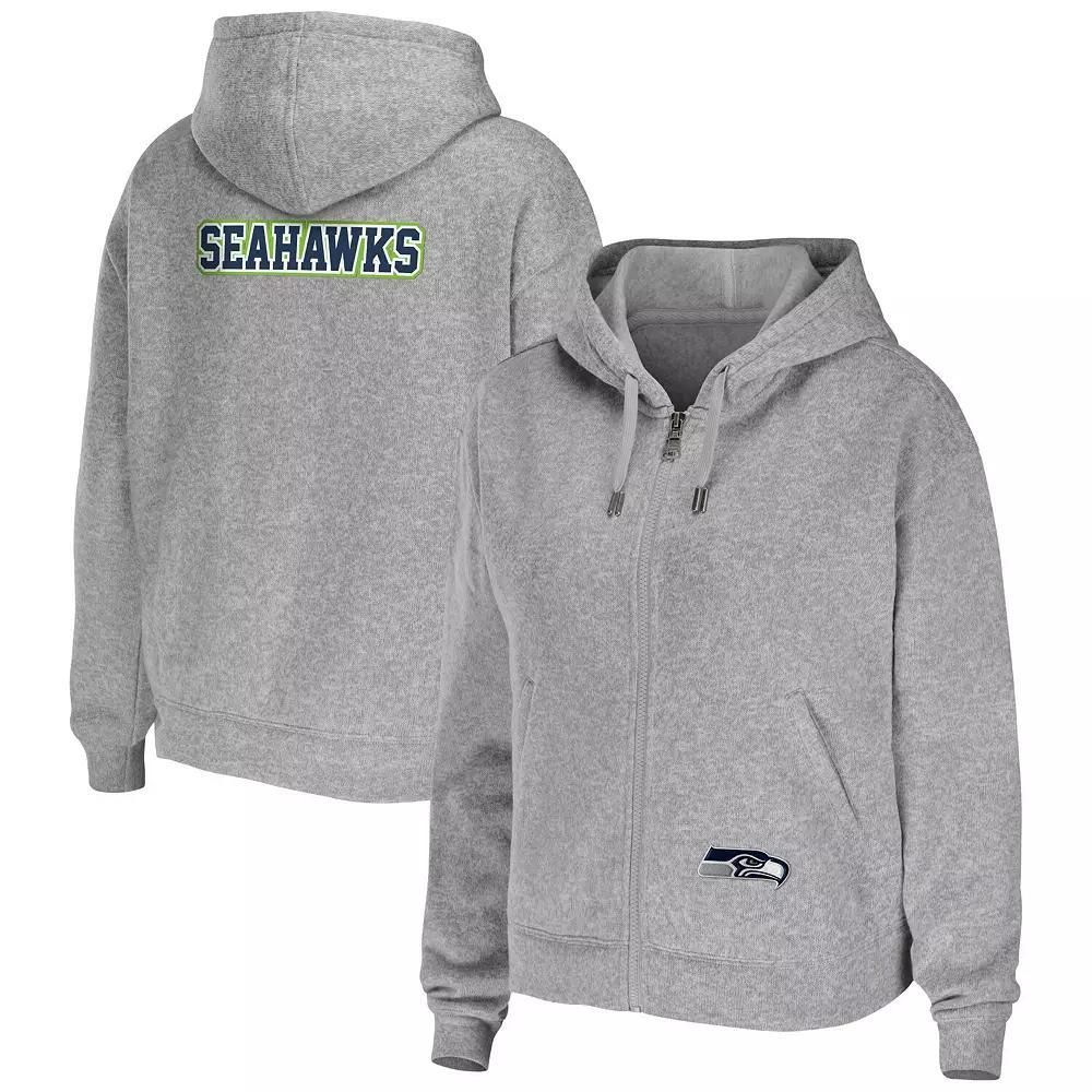 Women's WEAR by Erin Andrews Heathered Gray Seattle Seahawks Team Full-Zip Hoodie, Size: XL, Blue Product Image